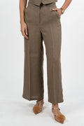 Pantalone Palazzo a Vita Alta in Lino – Tortora - Penny Black