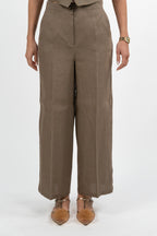Pantalone Palazzo a Vita Alta in Lino – Tortora - Penny Black