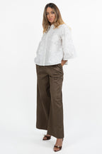 Pantalone a Palazzo con Pinces marrone - Emme Marella
