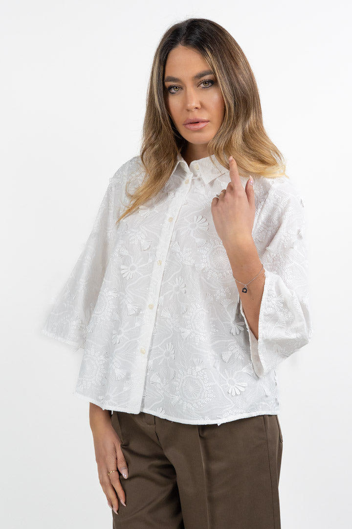 Camicia con lavorazioni bianco ottico - Emme Marella