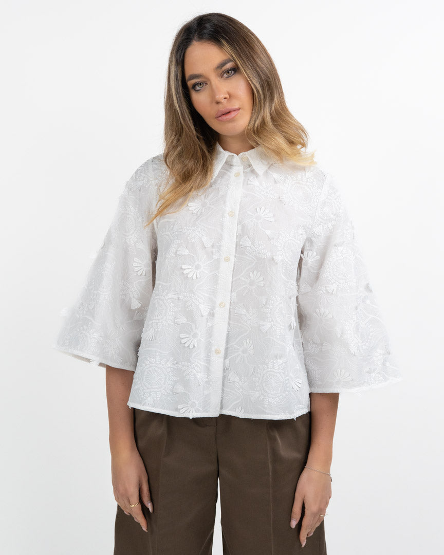 Camicia con lavorazioni bianco ottico - Emme Marella