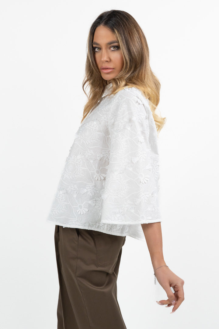 Camicia con lavorazioni bianco ottico - Emme Marella