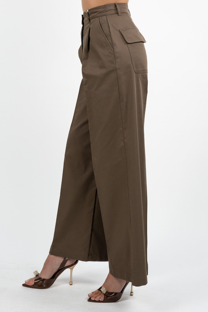 Pantalone a Palazzo con Pinces marrone - Emme Marella