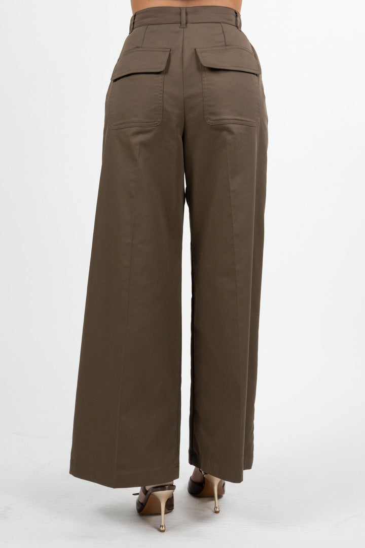 Pantalone a Palazzo con Pinces marrone - Emme Marella