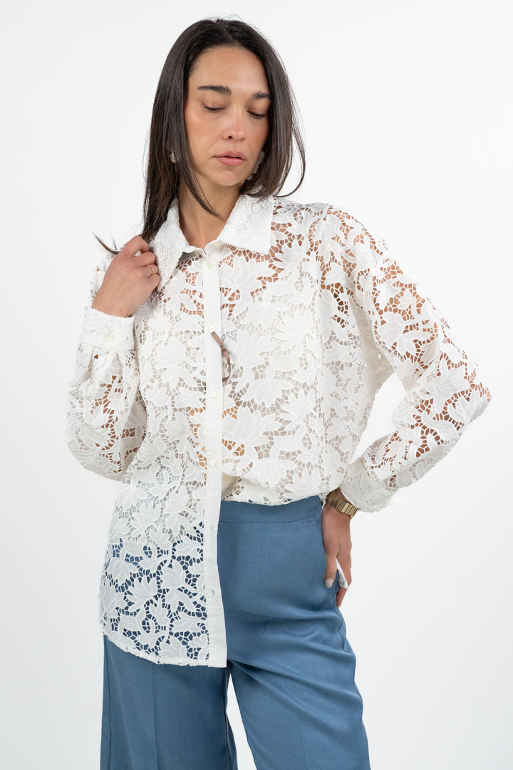 Camicia in Pizzo Macramè bianco - Penny Black