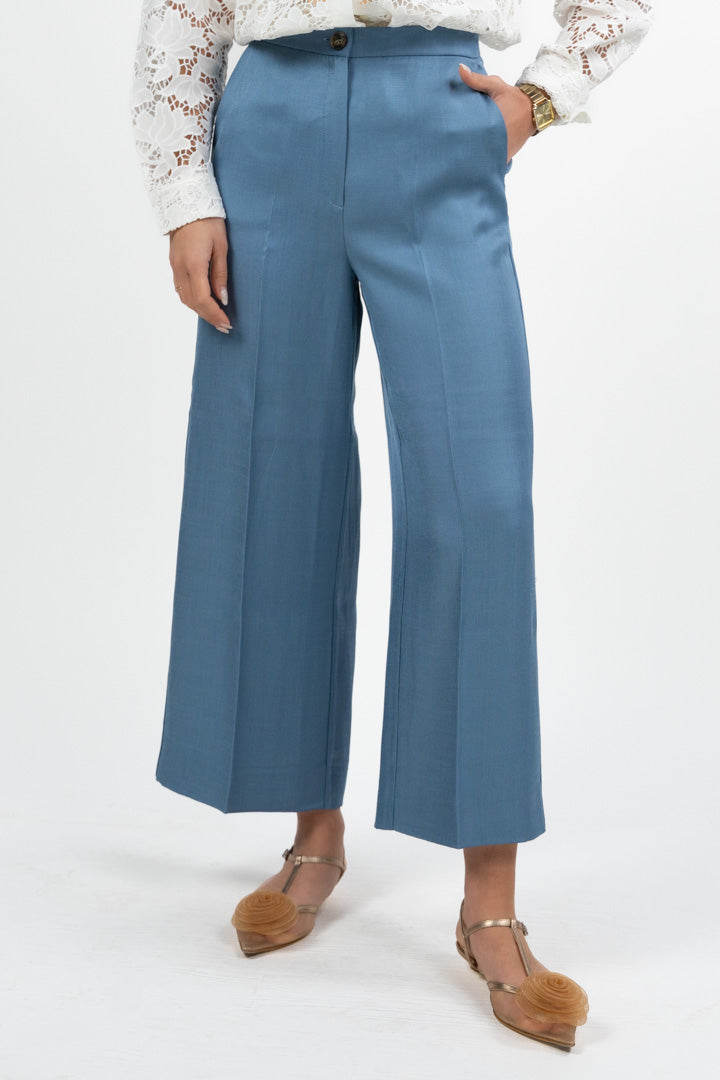 Pantaloni Wide-Leg misto lino carta da zucchero - Emme Marella