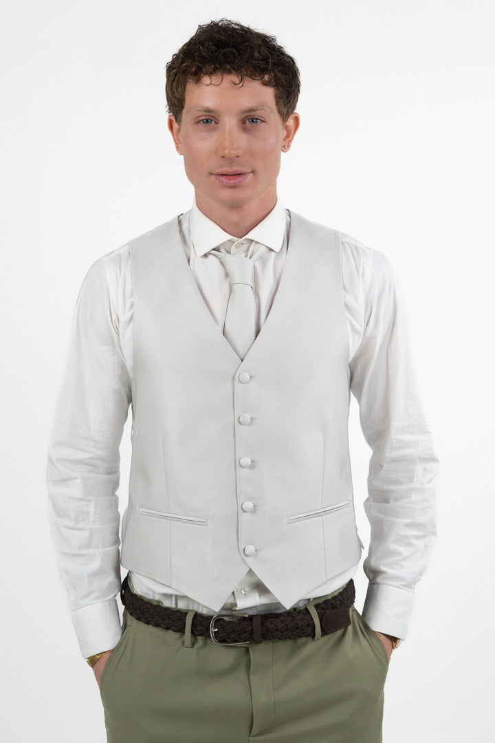Gilet Micro-Pattern perla - Paolo Da Ponte