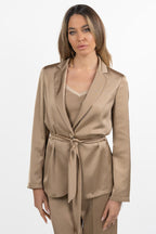 Giacca Blazer in Satin con Cintura – Sabbia - Penny black