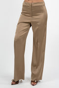 Pantalone a Palazzo in Satin Fluido sabbia - Penny Black