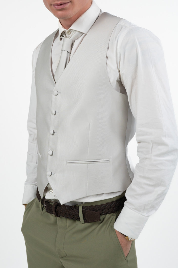 Gilet Micro-Pattern perla - Paolo Da Ponte