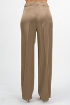 Pantalone a Palazzo in Satin Fluido sabbia - Penny Black