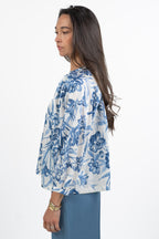 Blusa manica lunga Fantasia Floreale Blu - Emme Marella