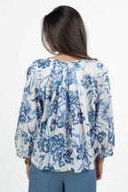 Blusa manica lunga Fantasia Floreale Blu - Emme Marella