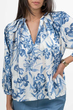 Blusa manica lunga Fantasia Floreale Blu - Emme Marella