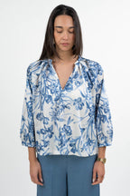 Blusa manica lunga Fantasia Floreale Blu - Emme Marella