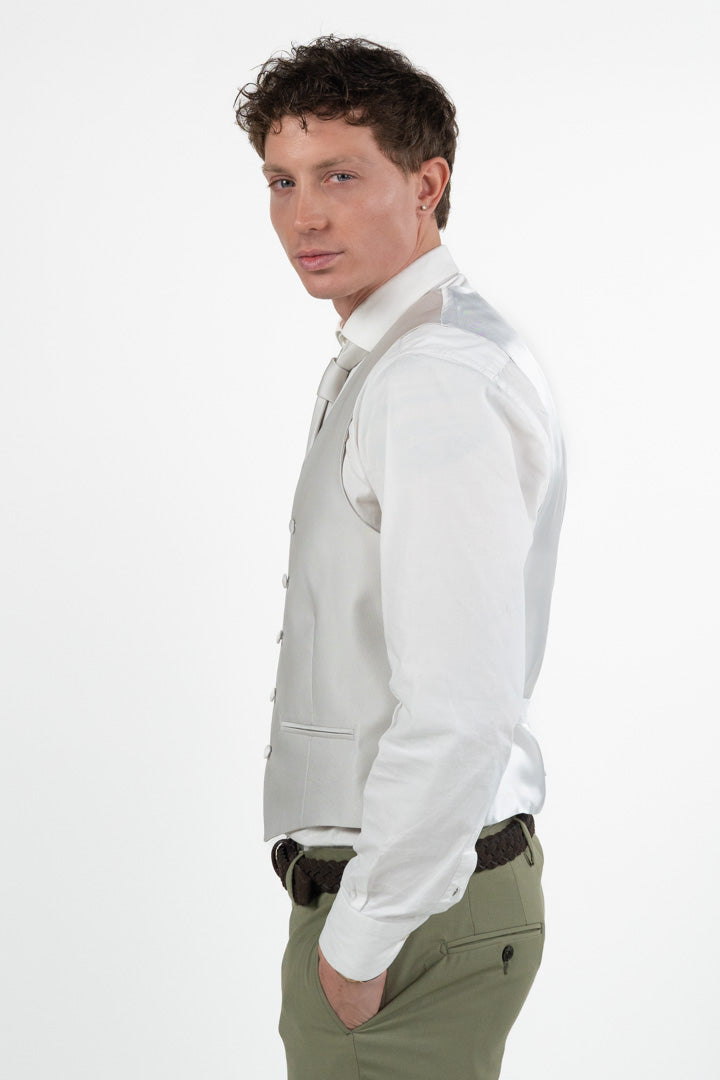 Gilet Micro-Pattern perla - Paolo Da Ponte