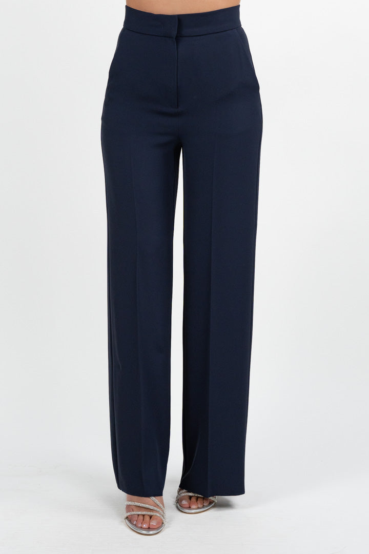 Set Due Pezzi Elegante: Top Bustier e Pantalone Palazzo - Blu Notte - Emme Marella