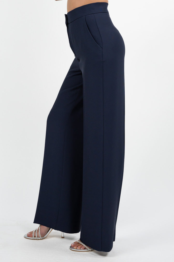 Set Due Pezzi Elegante: Top Bustier e Pantalone Palazzo - Blu Notte - Emme Marella