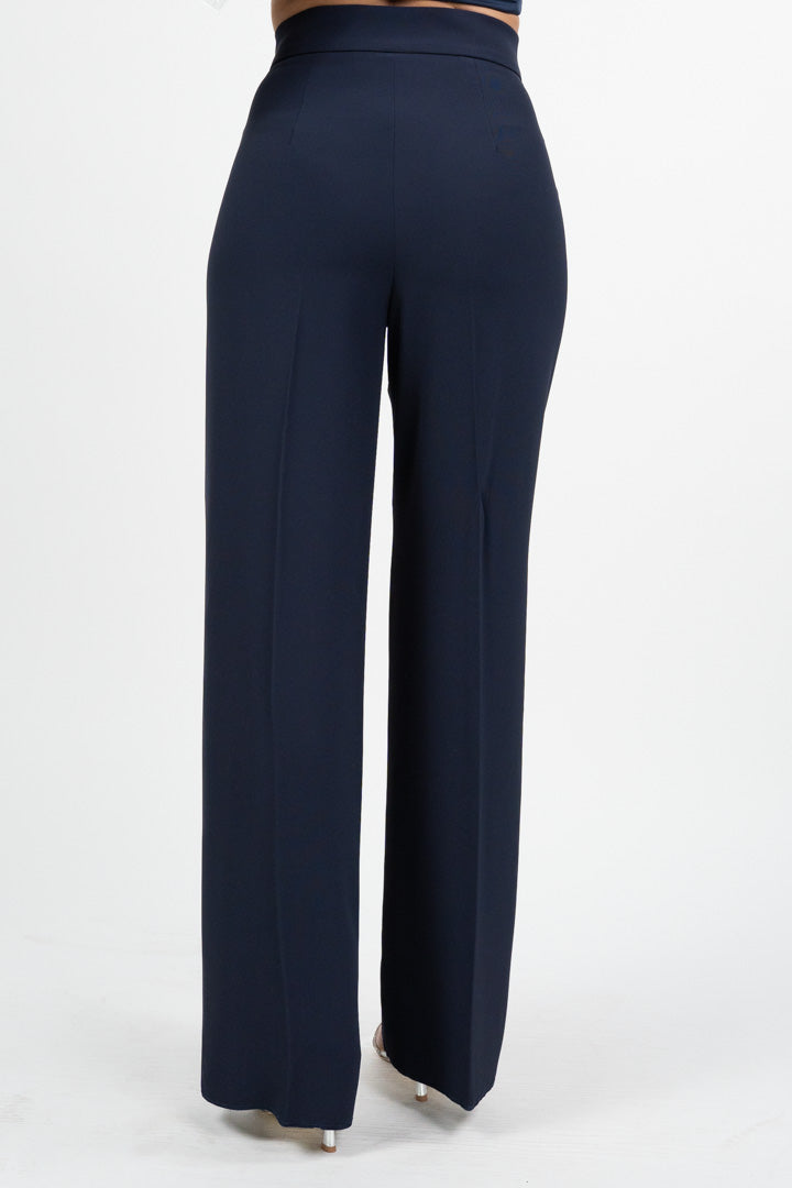 Set Due Pezzi Elegante: Top Bustier e Pantalone Palazzo - Blu Notte - Emme Marella