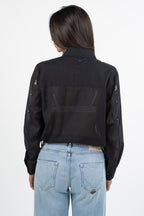 Camicia in Organza Nera con Ricami Gioiello e Strass - Gaudì