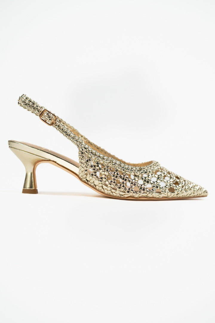 Décolleté Slingback Intrecciata oro - Ovye'