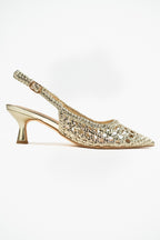 Décolleté Slingback Intrecciata oro - Ovye'