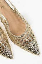 Décolleté Slingback Intrecciata oro - Ovye'