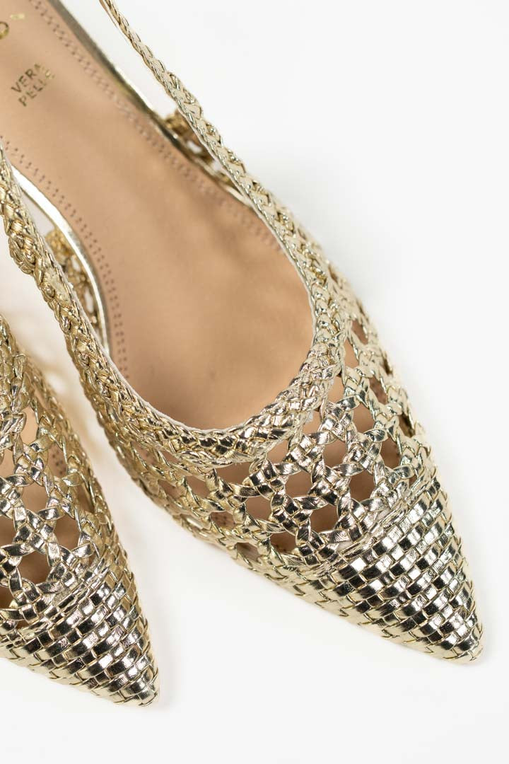 Décolleté Slingback Intrecciata oro - Ovye'
