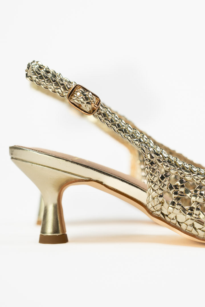 Décolleté Slingback Intrecciata oro - Ovye'
