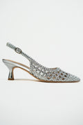 Décolleté Slingback Intrecciata argento - Ovye'