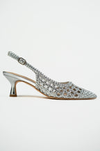 Décolleté Slingback Intrecciata argento - Ovye'
