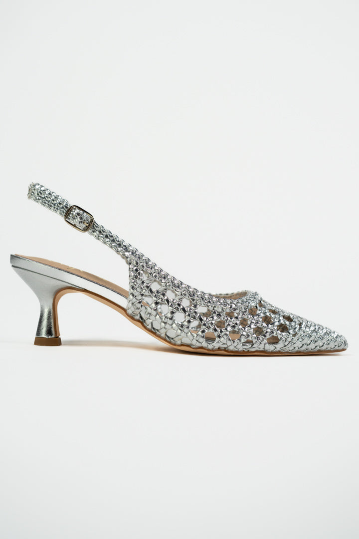 Décolleté Slingback Intrecciata argento - Ovye'