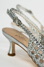 Décolleté Slingback Intrecciata argento - Ovye'