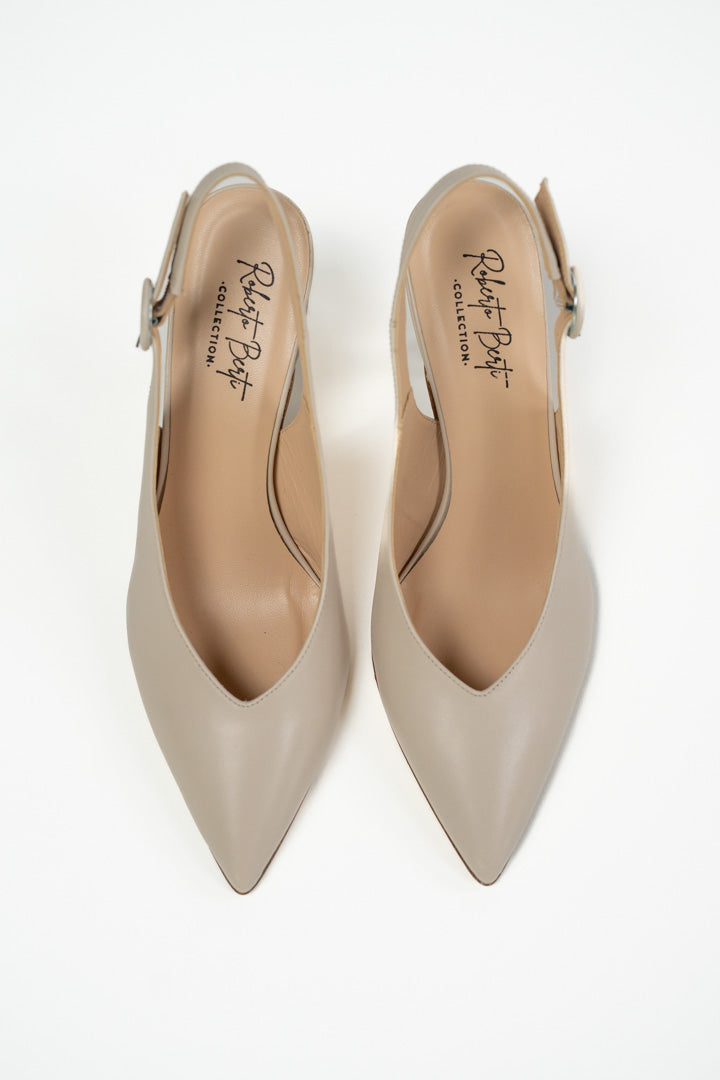 Slingback a Punta in Vera Pelle panna - Berti Mode Collection