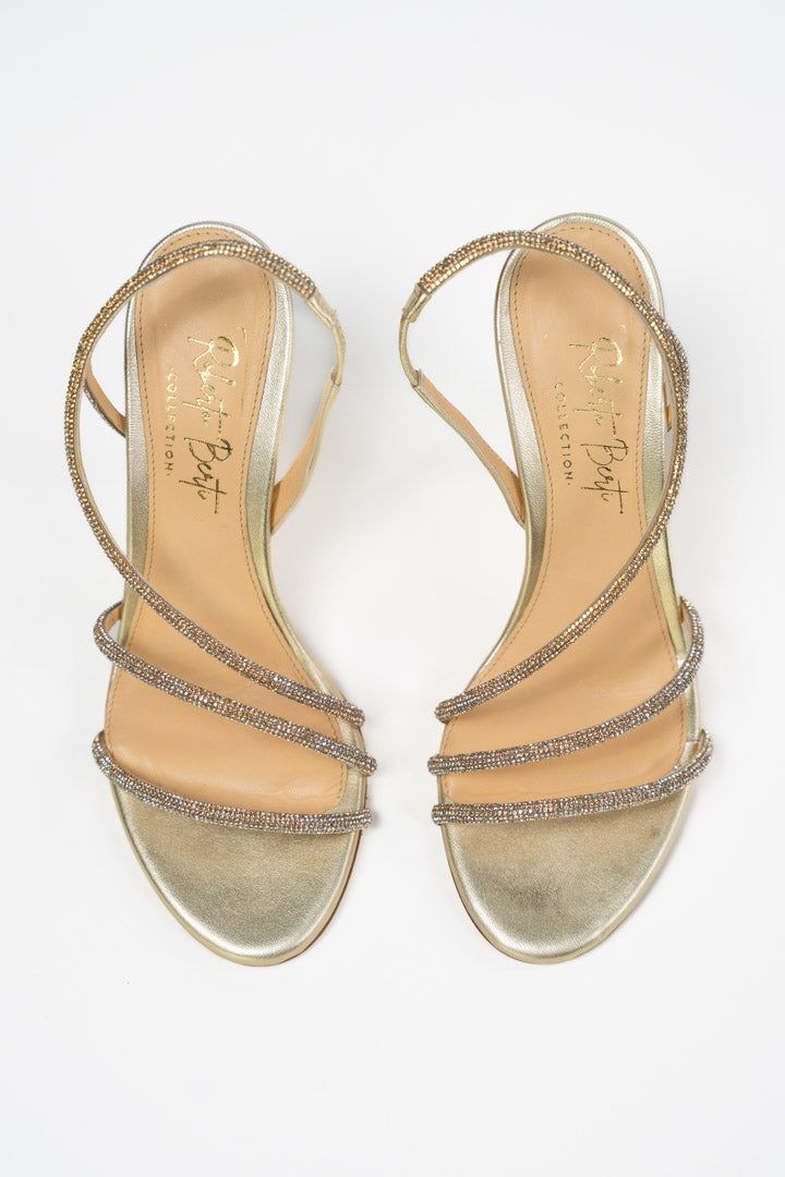 Sandalo Gioiello con Listini Strass - Oro - Berti Mode Collection