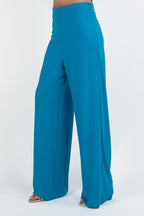 Completo Elegante con Blusa e Pantalone Palazzo turchese - Solo Gioie