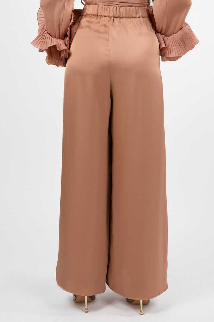 Pantaloni Palazzo Satin Rosa Cipria – Hanita