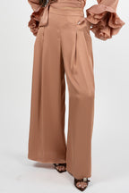 Pantaloni Palazzo Satin Rosa Cipria – Hanita