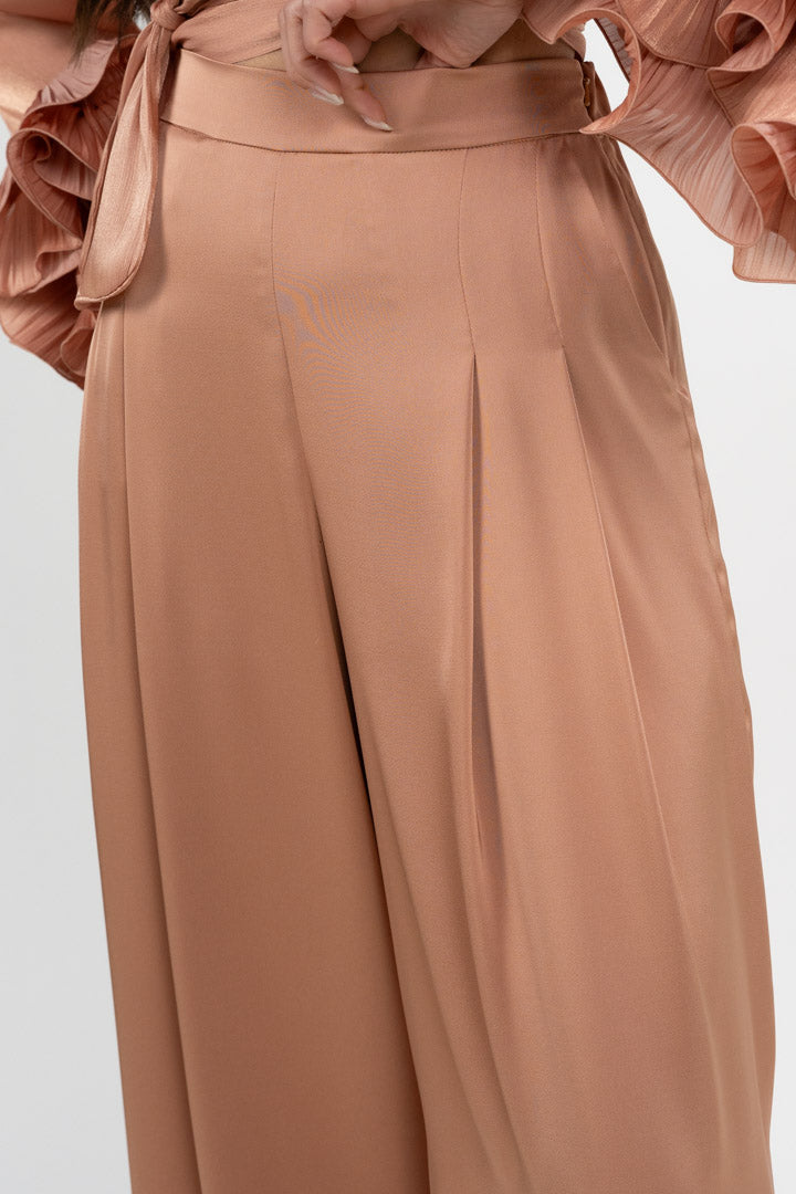 Pantaloni Palazzo Satin Rosa Cipria – Hanita