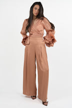 Pantaloni Palazzo Satin Rosa Cipria – Hanita