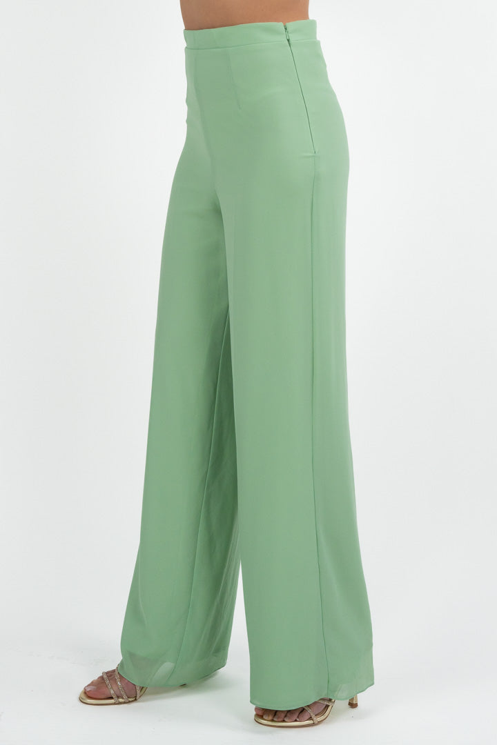 Completo Elegante con Blusa e Pantalone Palazzo verde acqua - Solo Gioie
