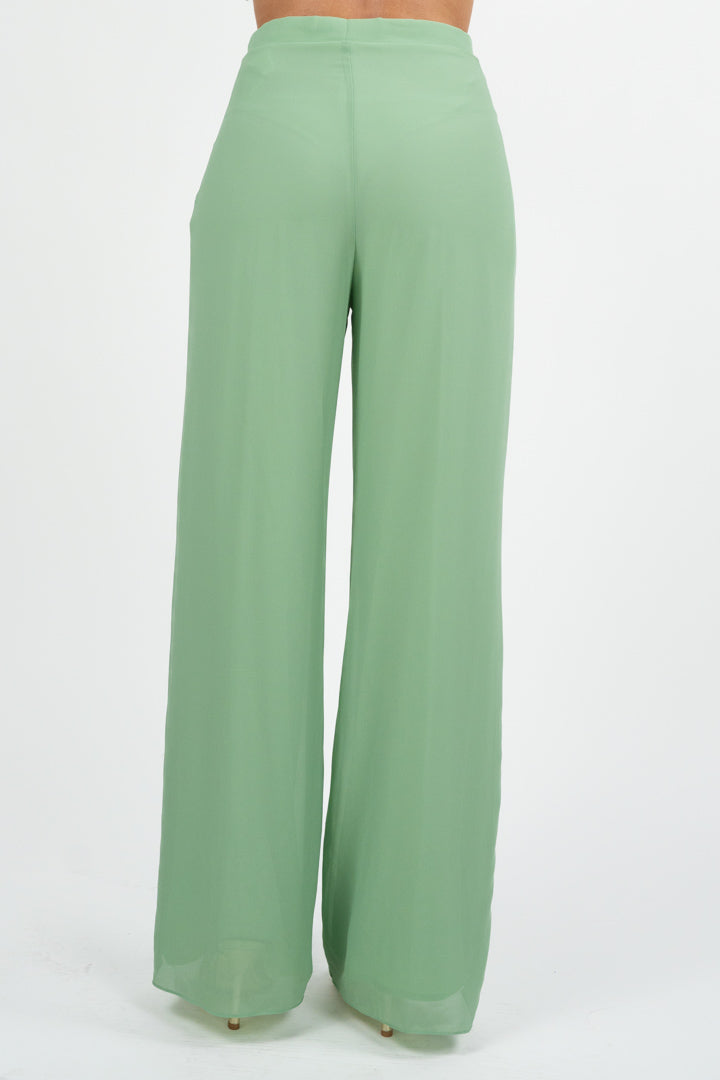 Completo Elegante con Blusa e Pantalone Palazzo verde acqua - Solo Gioie