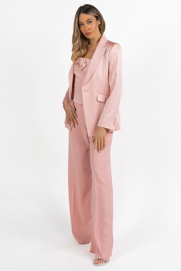 Top a Fascia Rosa Pastello con Applicazione Floreale - Marella