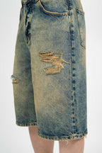 Bermuda Denim con Lavaggio Acid e Strappi - I'm Brian