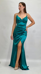 Abito Lungo Silhouette a Sirena con Intreccio Posteriore verde - Berti Mode Collection