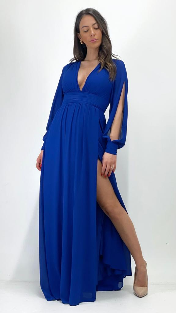 Berti Mode Collection - Abito blu con spacco sulla manica