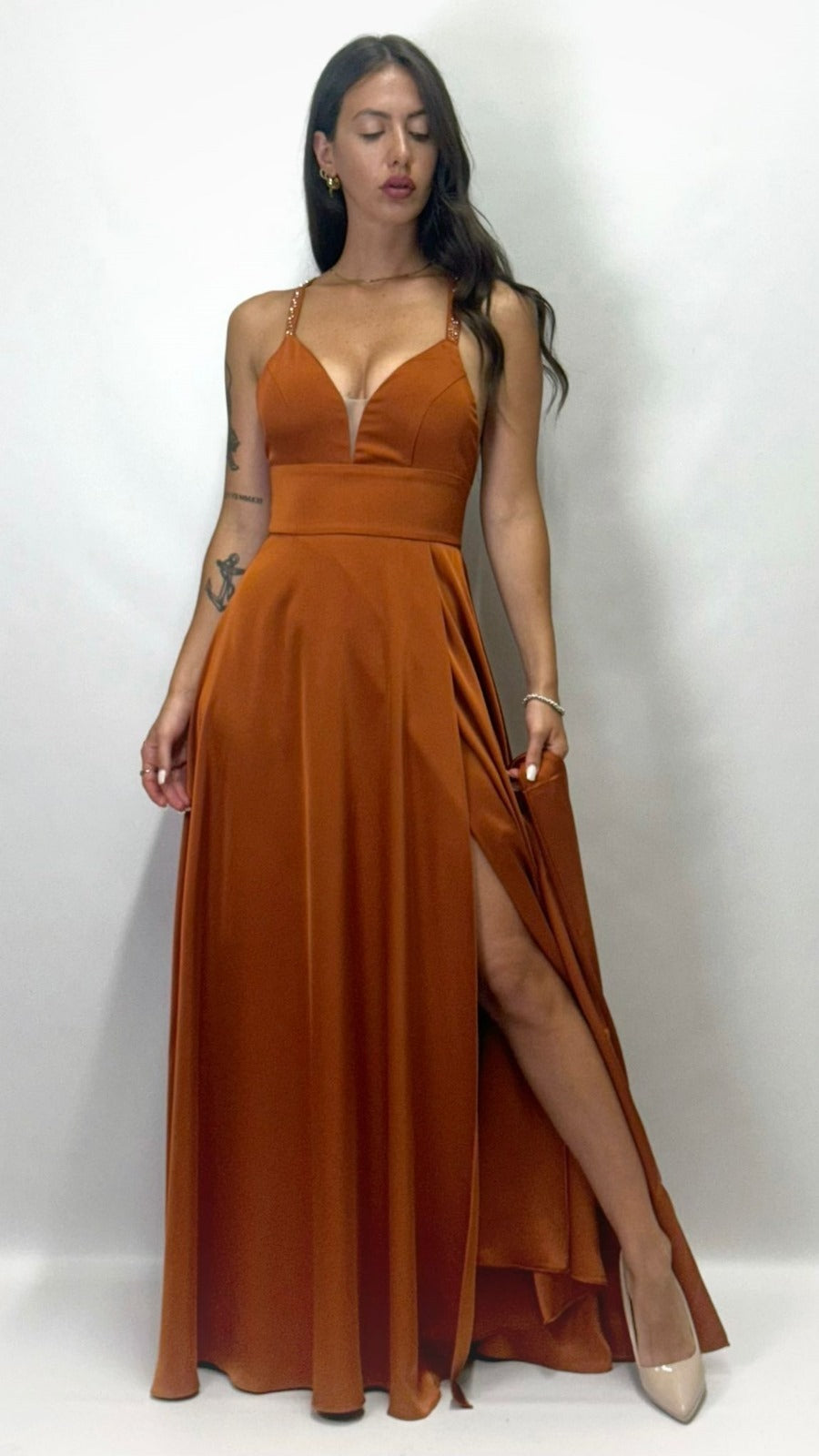 Berti Mode Collection - Abito con strass ruggine