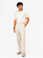 Pantalone Sartoriale Beige con Doppia Pinces e Regolatori Laterali - Berna