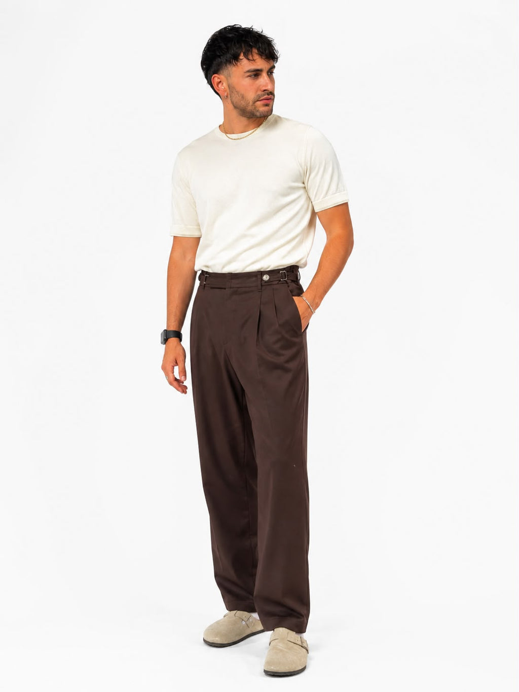 Pantalone Sartoriale Moro con Doppia Pinces e Regolatori Laterali - Berna