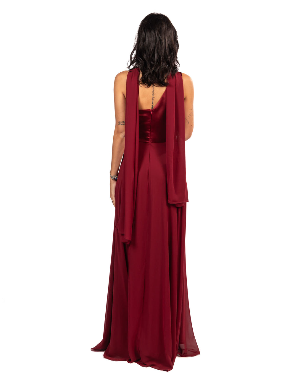 Berti Mode Collection abito bordeaux monospalla